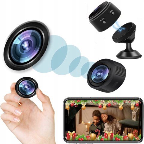 Kompaktowa Mini Kamera Wifi Full Hd Z Detekcją Ruchu I Uchwytem