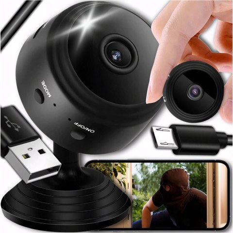 Mini Kamera Wifi Z Noktowizją 150° Full Hd Do Monitoringu Domu Niania