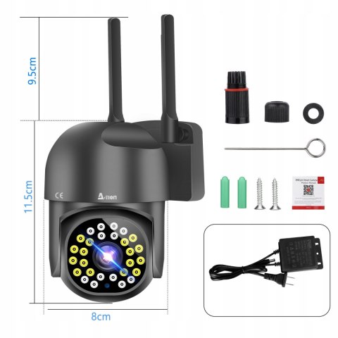 Zewnętrzna Kamera Ip A-1008 2K 3Mpx Wifi6 2.4G/5G Z Obiektywem Dualnym