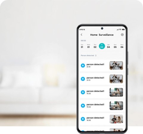 Xiaomi Kamera Wifi Domowa 360° Full Hd 1080P Z Czujnikiem Ruchu Ios Android