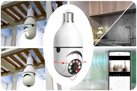 Kamera Ip 360° Full Hd Z Żarówką E27, Nocny Tryb I Alarmem Sterować Kamerą W Zakresie 360°