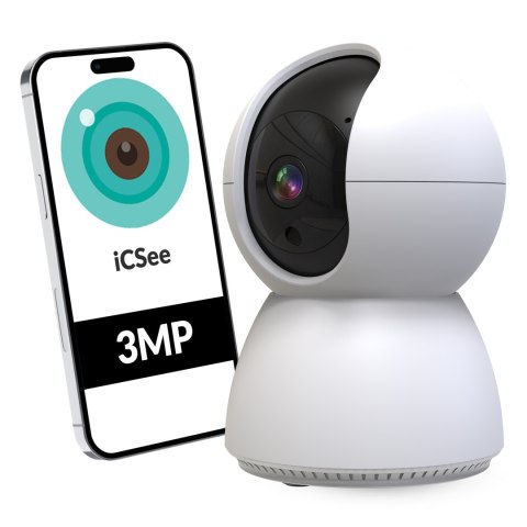 Kamera Wifi Ip 3Mp Obrotowa Z Audio I Detekcją Ruchu, Slot Microsd 128Gb