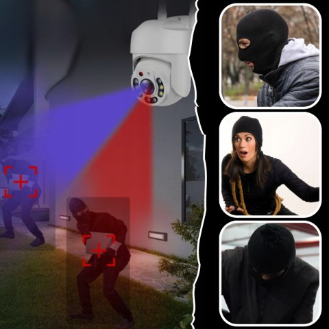 Kamera Wifi Ip Zewnetrzna Full Hd 2Mp Obrotowa Zoom 4X Detekcja Ruchu Białą