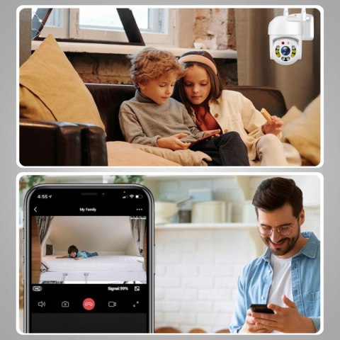Kamera Wifi Ip Zewnetrzna Full Hd 2Mp Obrotowa Zoom 4X Detekcja Ruchu Białą