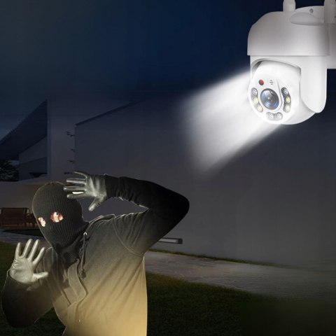 Kamera Wifi Ip Zewnetrzna Full Hd 2Mp Obrotowa Zoom 4X Detekcja Ruchu Białą