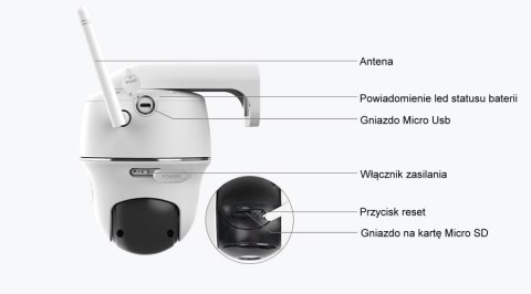 Kamera Wifi Reolink Argus Pt 5Mp, Obrotowa, Z Akumulatorem, Biała