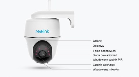 Kamera Wifi Reolink Argus Pt 5Mp, Obrotowa, Z Akumulatorem, Biała
