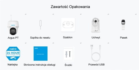 Kamera Wifi Reolink Argus Pt 5Mp, Obrotowa, Z Akumulatorem, Biała