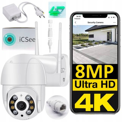 Kamera Zewnętrzna 4K 8Mp Wifi Ptz, Nocna Ir, Detekcja Ruchu, Ip66