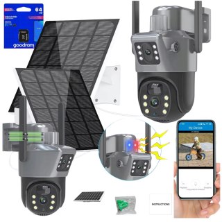 Wodoodporna Kamera Solarna Wifi Ip 6Mpx Qhd Obrotowa Z Alarmem