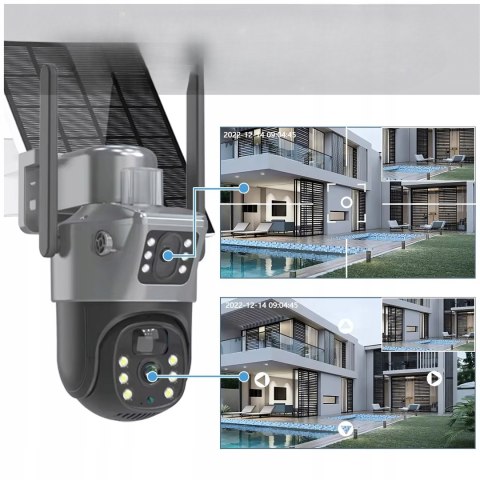 Wodoodporna Kamera Solarna Wifi Ip 6Mpx Qhd Obrotowa Z Alarmem
