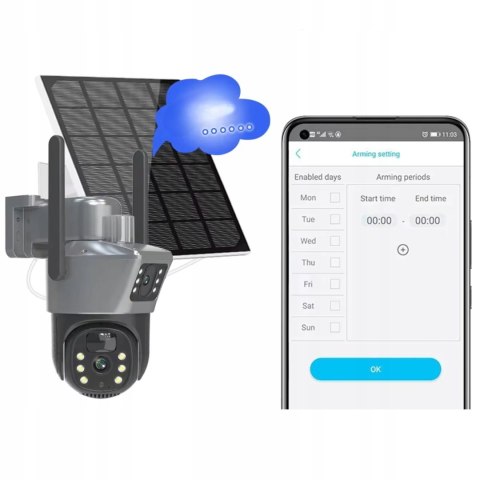 Wodoodporna Kamera Solarna Wifi Ip 6Mpx Qhd Obrotowa Z Alarmem