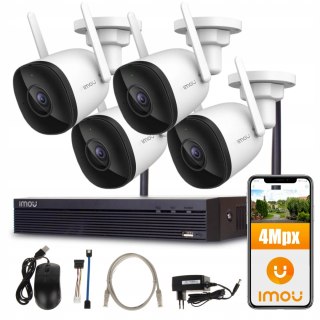 Zestaw Monitoringowy Wifi Imou 4 Kamery 4Mpx Detekcja Ruchu Ip66 Noc 30M