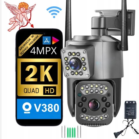 Zewnętrzna Kamera Ip Wifi 4Mpx Z Podwójnym Obiektywem I Śledzeniem Ip66