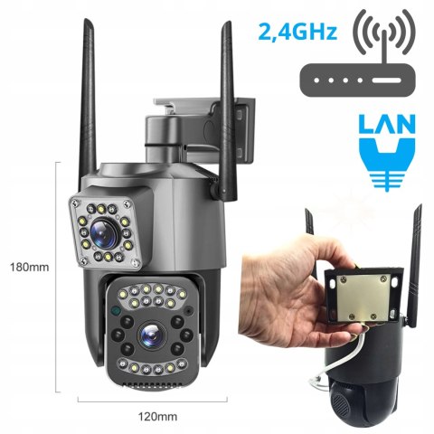 Zewnętrzna Kamera Ip Wifi 4Mpx Z Podwójnym Obiektywem I Śledzeniem Ip66