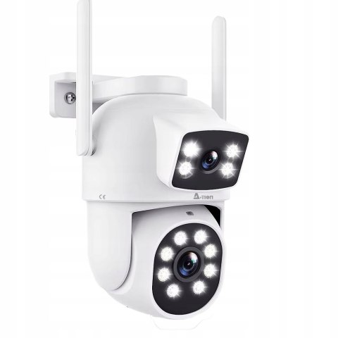 Zewnętrzna Obrotowa Kamera Ip Wifi 8Mp 4K Dwuobiektywowa, Led 35M, Sd 128Gb