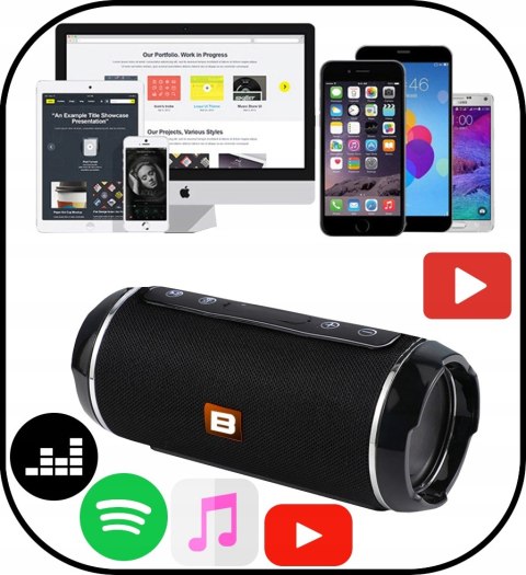Głośnik Bluetooth Blow Czarny 2X10w Radio Fm Usb Aux Microsd 2000Mah