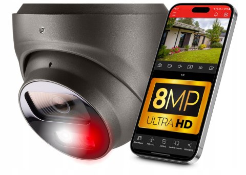 Kamera Ip Poe 8Mpx 4K Uhd 2.8Mm Audio Ip67 Dual Light, Do Monitorowania