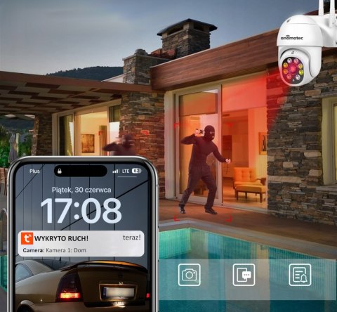Kamera Obrotowa Wifi Zewnętrzna 4Mp Ip63 Nocny Podgląd 25M Zoom X4 Tuya