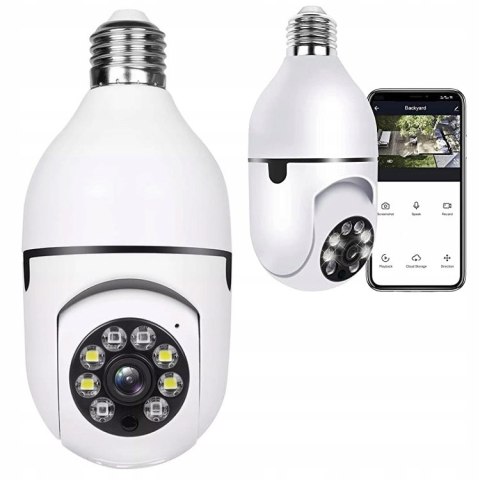 Kamera Szpiegowska Żarówka Wifi Ip 2Mpx Obrotowa Z Detekcją Ruchu I Led
