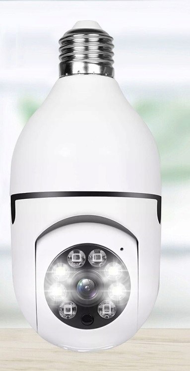 Kamera Szpiegowska Żarówka Wifi Ip 2Mpx Obrotowa Z Detekcją Ruchu I Led