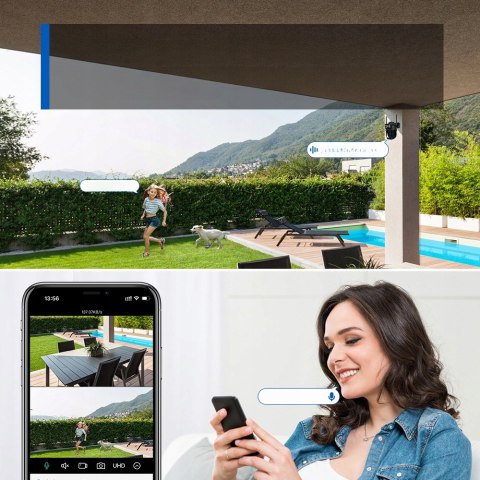 Kamera Zewnetrzna Obrotowa 8Mpx Wi-Fi Podwójny Obiektyw 270° Śledzenia Ip66
