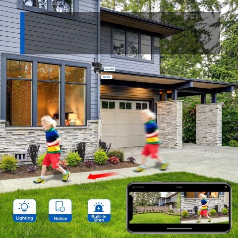 Kamera Zewnetrzna Obrotowa 8Mpx Wi-Fi Podwójny Obiektyw 270° Śledzenia Ip66