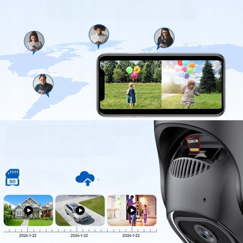 Kamera Zewnetrzna Obrotowa 8Mpx Wi-Fi Podwójny Obiektyw 270° Śledzenia Ip66
