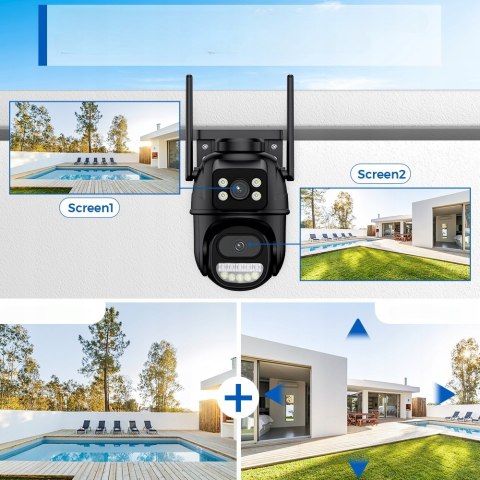 Kamera Zewnetrzna Obrotowa 8Mpx Wi-Fi Podwójny Obiektyw 270° Śledzenia Ip66