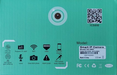 Kamera Zewnętrzna Wifi 5Mpx Ultra Hd 6X Zoom Twarzy / Ruchu Podgląd Ip66