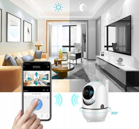Mini Kamera Wifi Obrotowa 360° Full Hd, Sterowana Telefonem Z Dźwiękiem