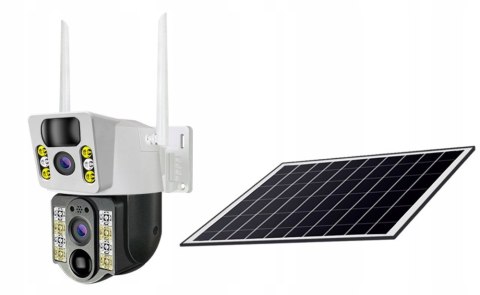 Zewnętrzna Kamera Solarna Wifi 2X4mpx Dwuobiektywowa Obrotowa Z Pir I Led