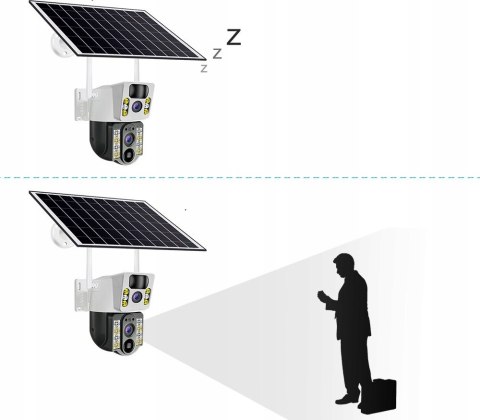 Zewnętrzna Kamera Solarna Wifi 2X4mpx Dwuobiektywowa Obrotowa Z Pir I Led