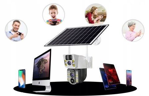 Zewnętrzna Kamera Solarna Wifi 2X4mpx Dwuobiektywowa Obrotowa Z Pir I Led
