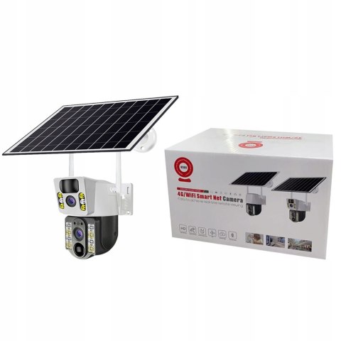 Zewnętrzna Kamera Solarna Wifi 2X4mpx Dwuobiektywowa Obrotowa Z Pir I Led
