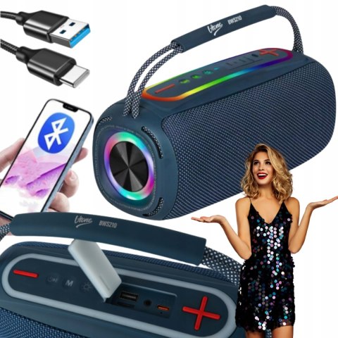 Duży Głośnik Bezprzewodowy 20W Bluetooth 5.1 Tws, Radio Fm, Rgb, Usb-C Ipx6