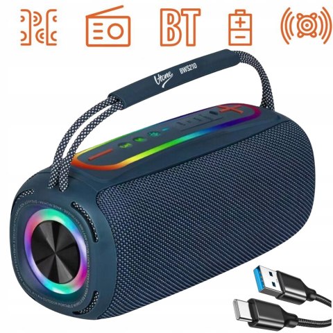 Duży Głośnik Bezprzewodowy 20W Bluetooth 5.1 Tws, Radio Fm, Rgb, Usb-C Ipx6