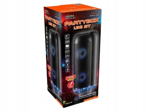 Głośnik Bluetooth Partybox 30W Karaoke Z Mikrofonem, Led, Aux, Fm, 6H Pracy