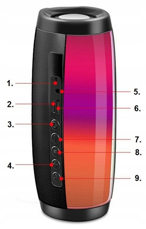 Głośnik Przenośny 10W Bluetooth Bt5.0 Z 360° Audio, Led, Microsd I Usb