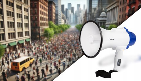 Głośny Megafon Blow 20W 108Db Syrena Alarm Z Mikrofonem Na Marsze, Protesty