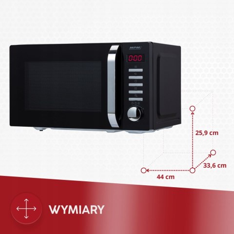 Kuchenka Mikrofalowa 20L Czarna Mpm Cyfrowe Sterowanie Led 8 Auto Programów