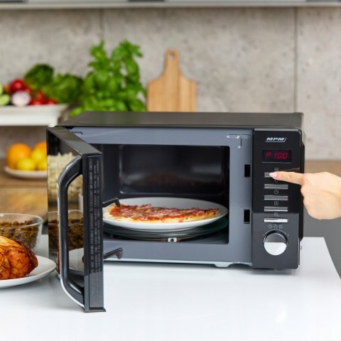 Kuchenka Mikrofalowa 20L Czarna Mpm Cyfrowe Sterowanie Led 8 Auto Programów