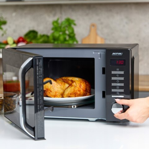Kuchenka Mikrofalowa 20L Czarna Mpm Cyfrowe Sterowanie Led 8 Auto Programów