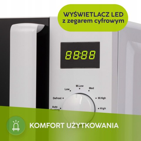 Kuchenka Mikrofalowa 20L Mpm 700W Led, 5 Poziomów, Rozmrażanie, 8 Programów