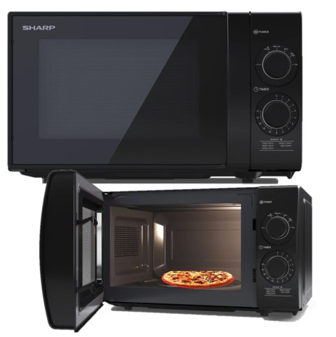 Kuchenka Mikrofalowa Sharp 20L 700W Czarna, Wolnostojaca, Talerz I Grill
