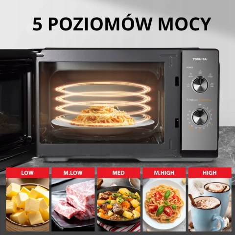 Kuchnka Microfalowa Toshiba 20L 700W, Time Defrost, Mechaniczne Sterowanie