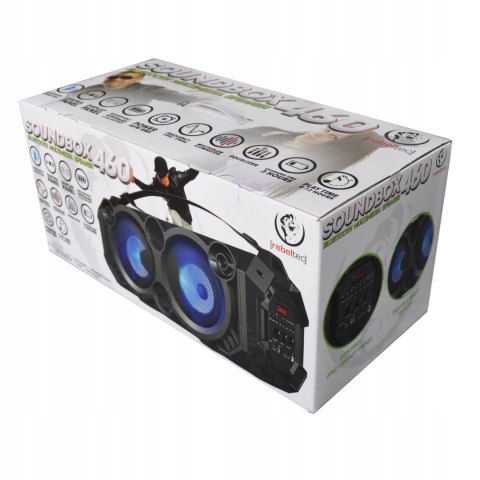 Przenośny Boombox Z Rgb Bluetooth 40W Mp3, Fm, Usb, Sd, Aux, Karaoke Czarny
