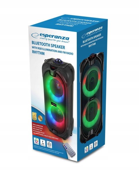 Przenośny Głośnik Bluetooth Podświetlany Led Rgb Fm, Sd/Usb, Z Pilotem