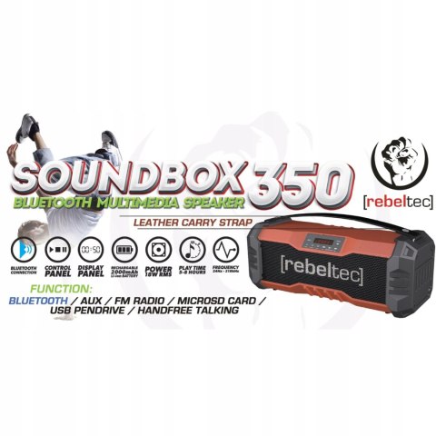 Solidny Głośnik Przenośny 18W Ip65 Bluetooth Radio Fm Mp3 Aux, Microsd, Rgb