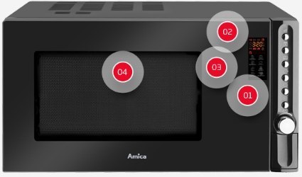 Kuchenka Mikrofalowa Amica 23L Combigrill 900W Defrost Quickstart Multiwave